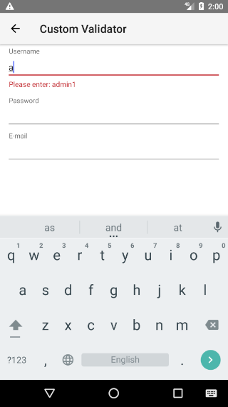 NativeScriptUI-DataForm-Validators-Custom-Android