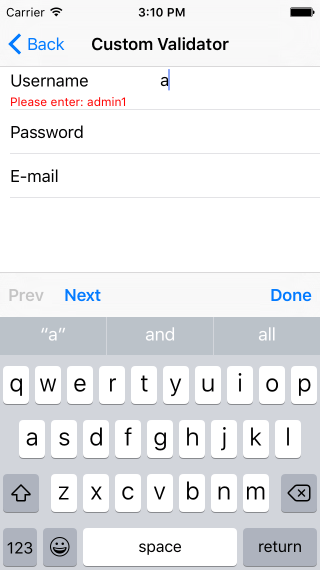 NativeScriptUI-DataForm-Validators-Custom-iOS