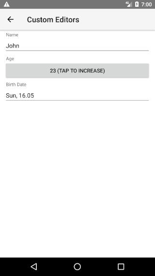 NativeScriptUI-DataForm-Custom-Editors-Android