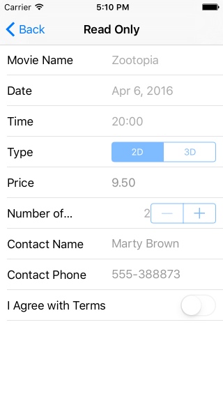 NativeScriptUI-DataForm-ReadOnly-iOS