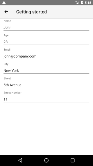 NativeScriptUI-DataForm-Getting-Started-Android