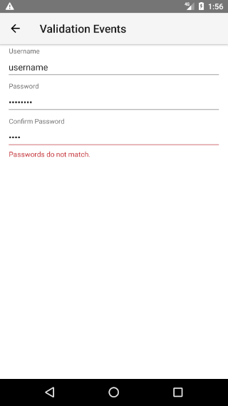 NativeScriptUI-DataForm-Validation-Events-Android